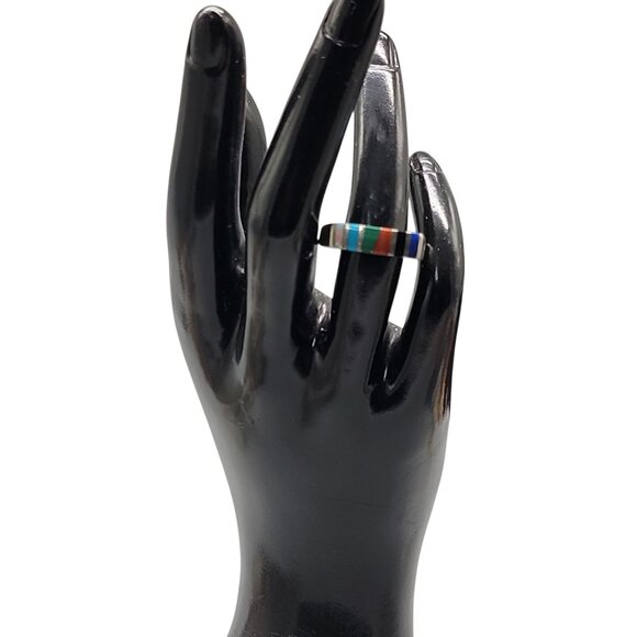 Aksel Holmsen Sterling Silver Multicolor Enamel Ring Norwegian Silversmith Sz 9 - Picture 8 of 12